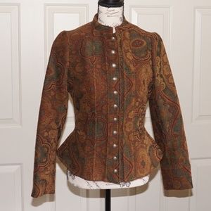 Unique Vintage-Style Wool Tapestry Jacket.